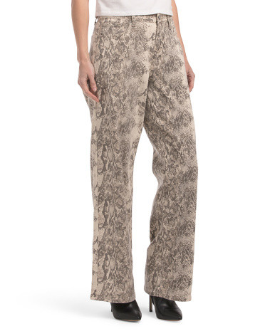 Snake Print Wide Leg Denim Pants | TJ Maxx