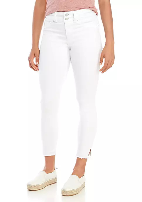 High Rise Fray Hem Ankle Jeans | Belk