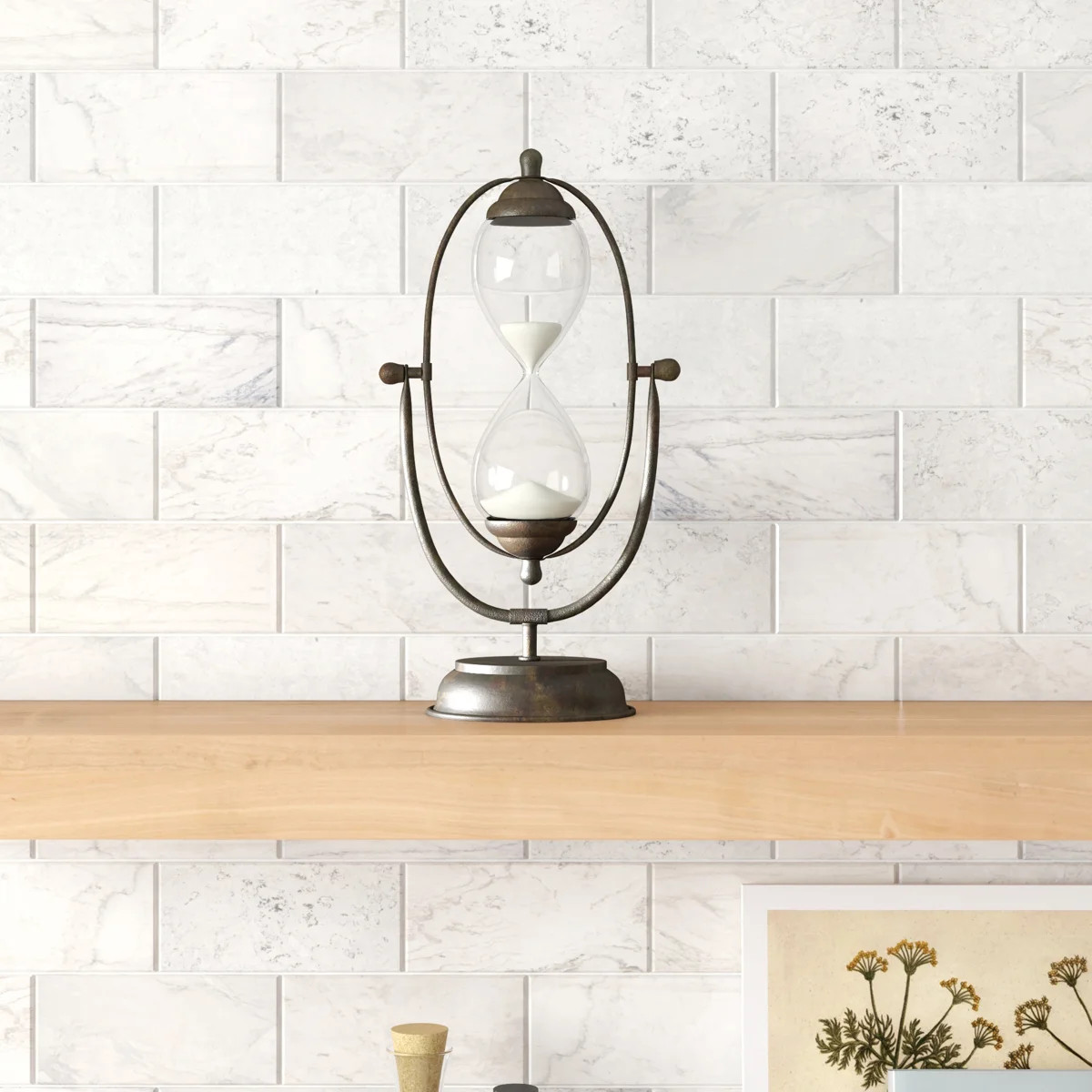 Decorative Rust Color Metal Hourglass with White Sand | Wayfair North America