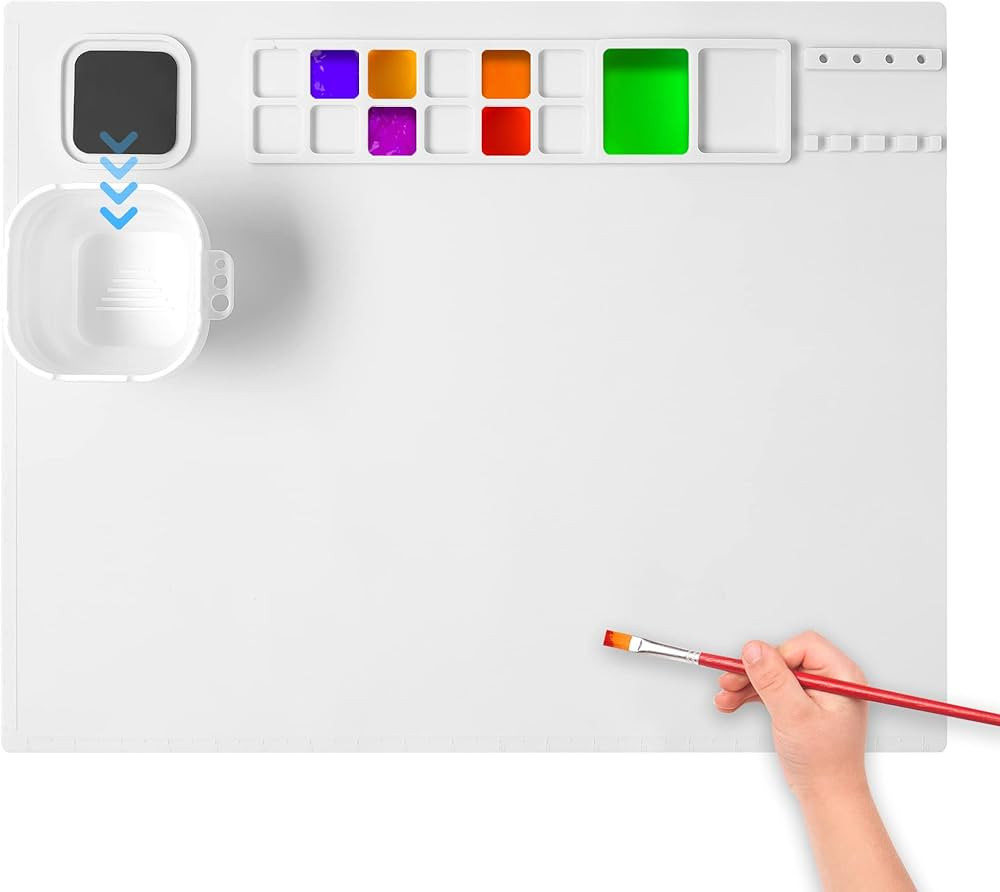 Amazon.com: AWOKE Silicone Painting Mat - 20"X16" Silicone Art Mat with 1 Water Cup for Kids - Si... | Amazon (US)