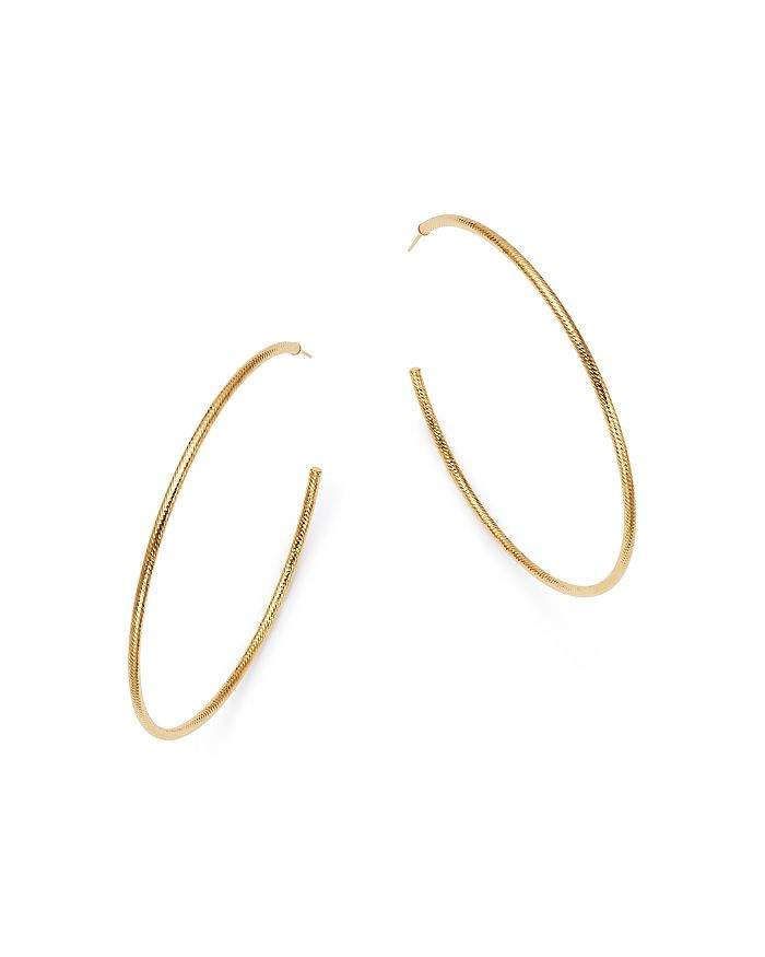 14K Yellow Gold Three-Quarter Diamond-Cut Hoop Earrings | Bloomingdale's (US)