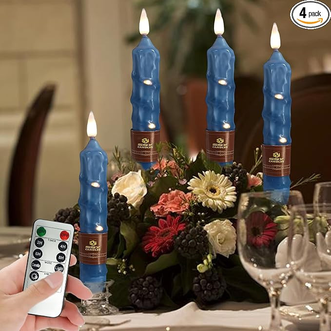 6.5 inch Haze Blue Flameless Candle with String Light Window Candles with Remote Timer Battery Op... | Amazon (US)