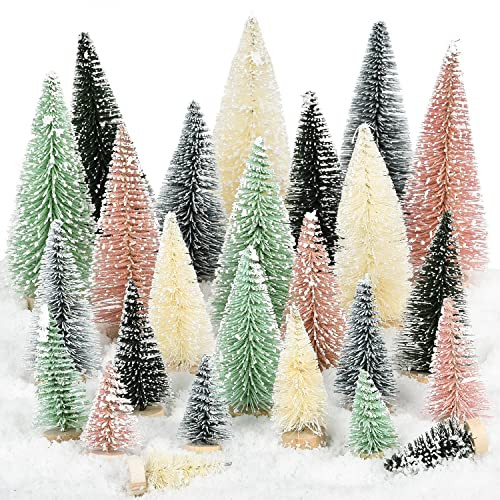 Fomlily 25PCS Miniature Pine Trees Clearance, Sisal Trees with Wood Base Christmas Tree Set Tabletop Trees for Miniature Scenes, Christmas Crafts Tabletop Decorecture Trees | Amazon (US)