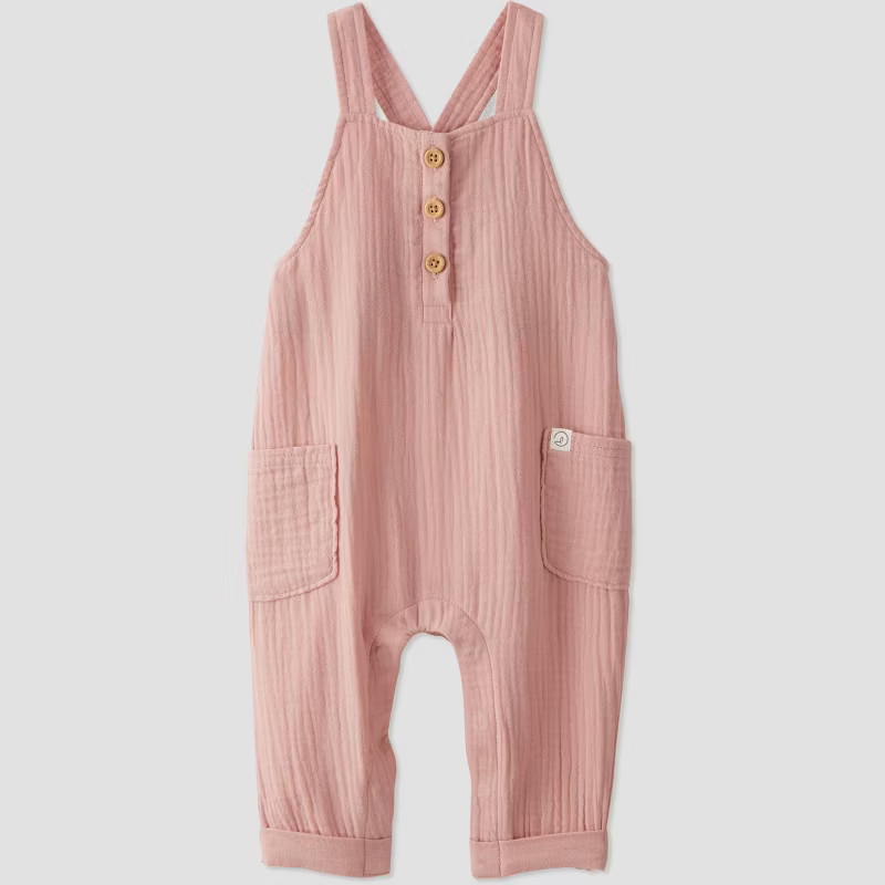 Baby Girls' Organic Cotton Gauze Overalls - little planet by carter's Pink | Target