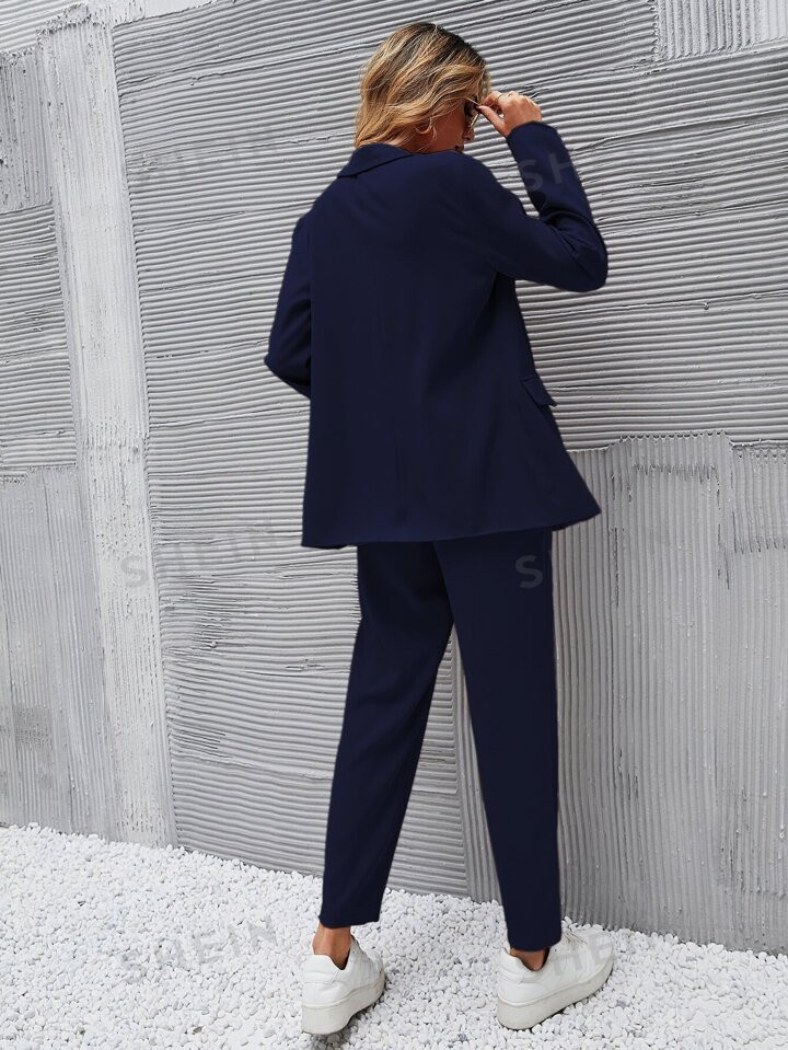 SHEIN Frenchy Double Button Blazer & Tailored Pants | SHEIN