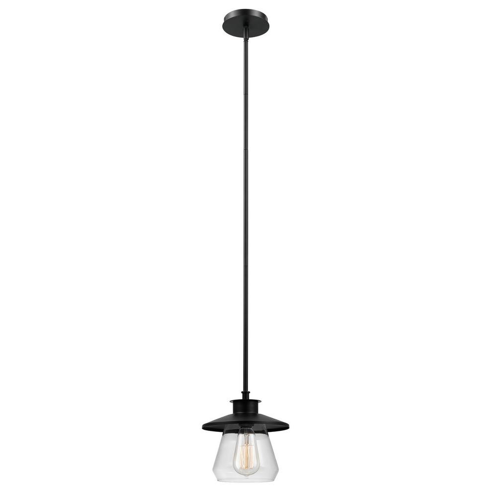 Globe Electric Nate 1-Light Oil Rubbed Bronze Pendant With Clear Glass Shade-64847 - The Home Dep... | The Home Depot