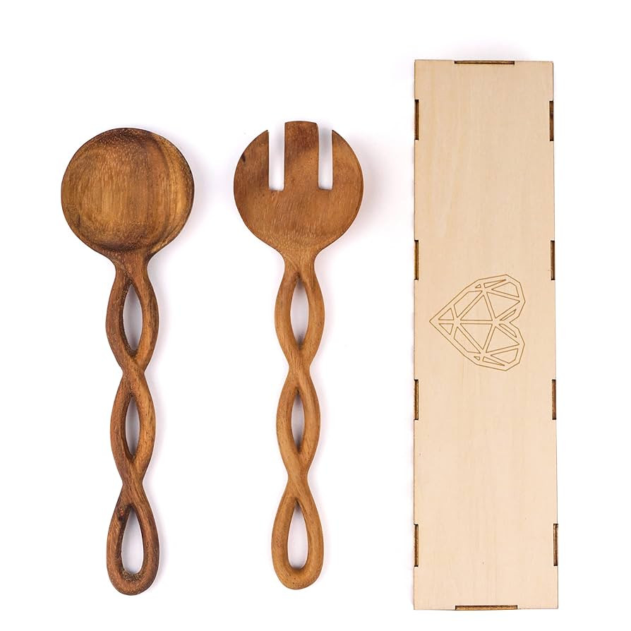 Wooden Salad Serving Utensils Set, Salad Servers, Wooden Salad Tongs for Serving, Salad Tosser, M... | Amazon (US)