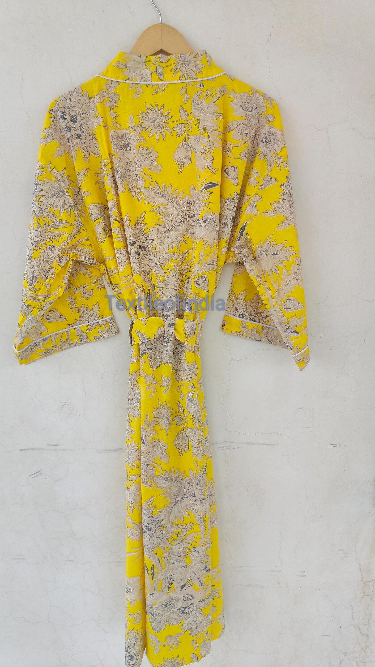 Beautiful Yellow Floral Printed Robe Summer Kimono | Floral Beach Coverup/comfy Maternity Robe , ... | Etsy (US)