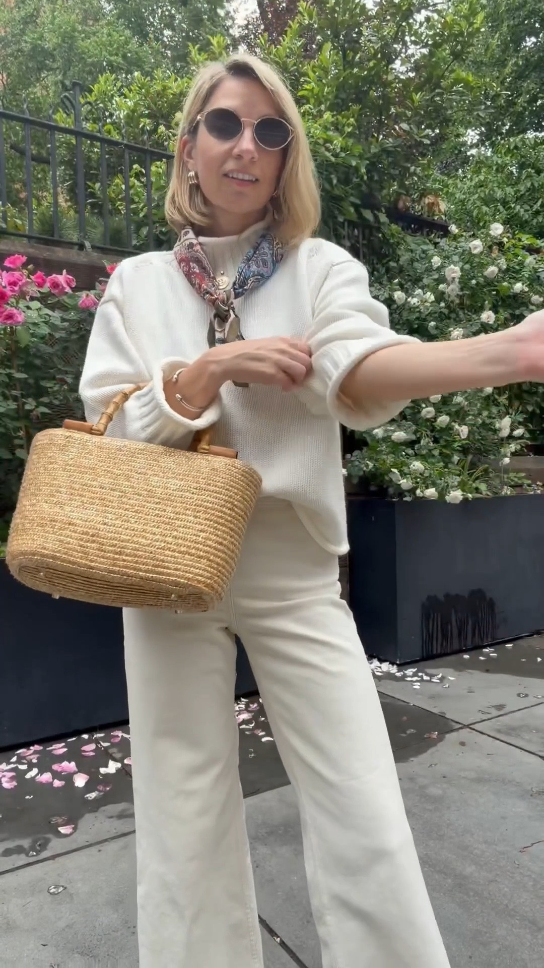 Casual outfit of the day. A monochromatic look- white sweater with off-white pants. I added a colorful scarf (old) to jazz it up a little. A great spring outfit to wear

#LTKootd #LTKgrwm #LTKOver40