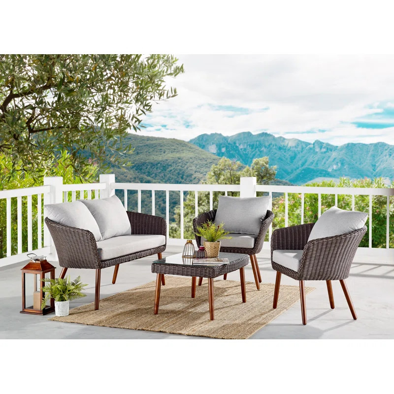 Tomko 4 - Person Outdoor Seating Group with Cushions | Wayfair North America