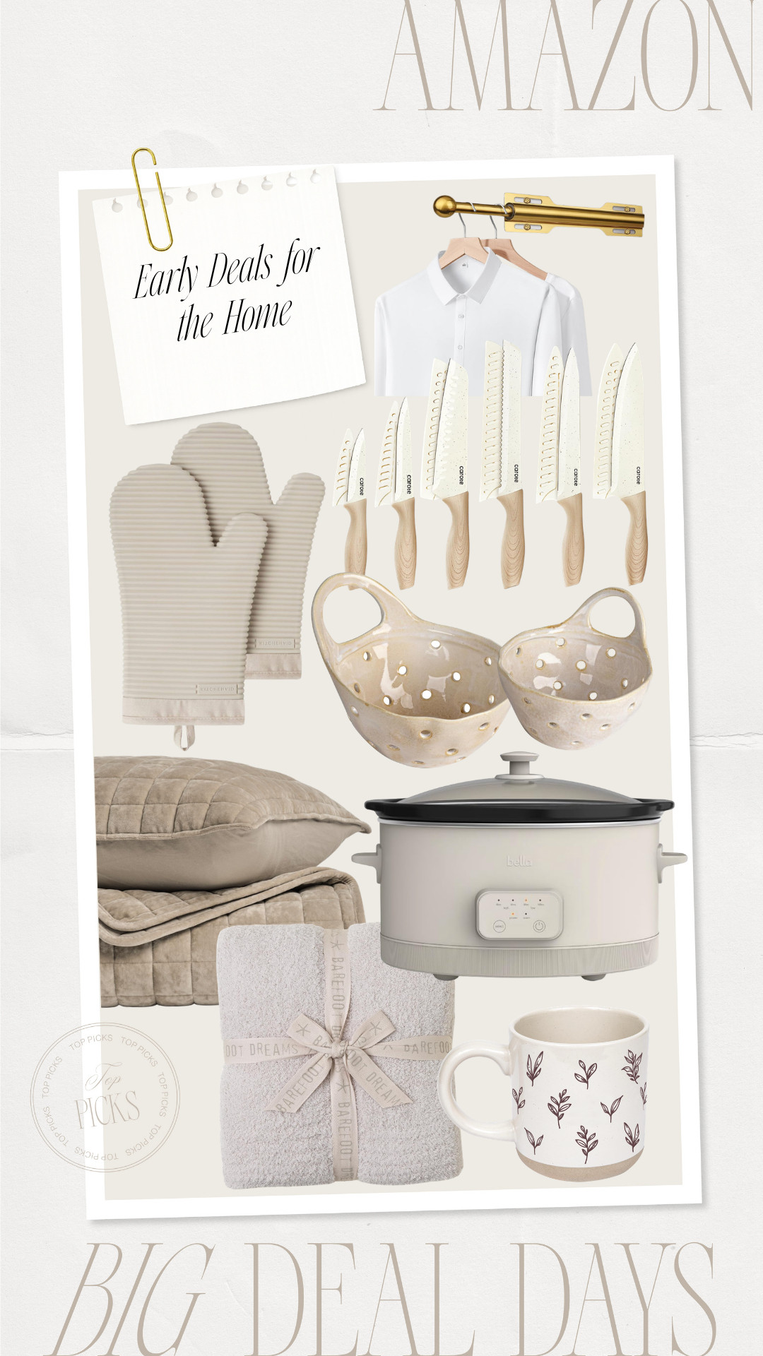 Amazon Early Big Deal Days finds for the home!

home essentials, home decor, neutral bedding, tan quilt, quilted bedding, fuzzy blanket, throw blanket, silicone oven mitts, valet rod, closet rod, knife set, kitchen knives, chef knives, fall leaf coffee mug, fall mug, neutral home, berry colander, stoneware colander, slow cooker, neutral kitchen, kitchen essentials 

 #LTKSeasonal #LTKHome #LTKSaleAlert