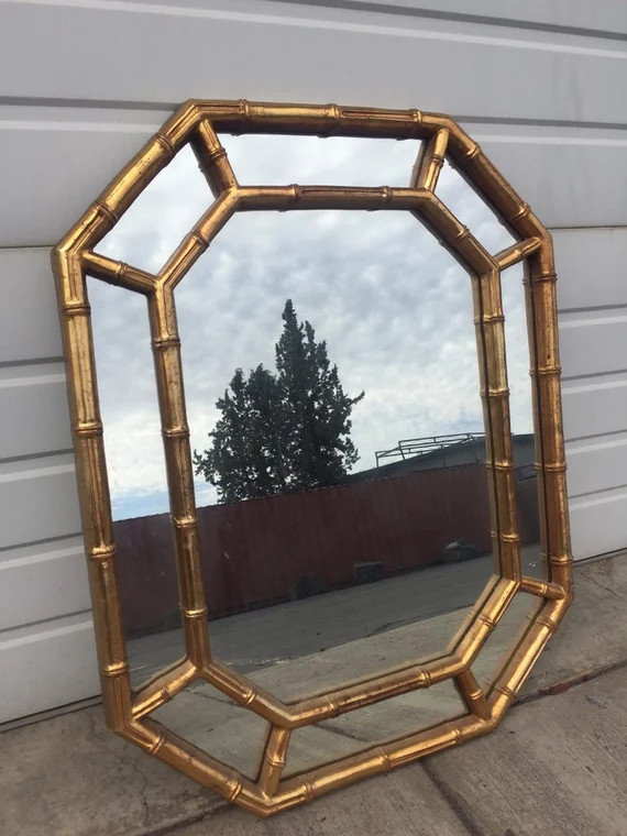 Vintage Mid Century /hollywood Regency Gold Faux Bamboo Mirror | Etsy | Etsy (US)