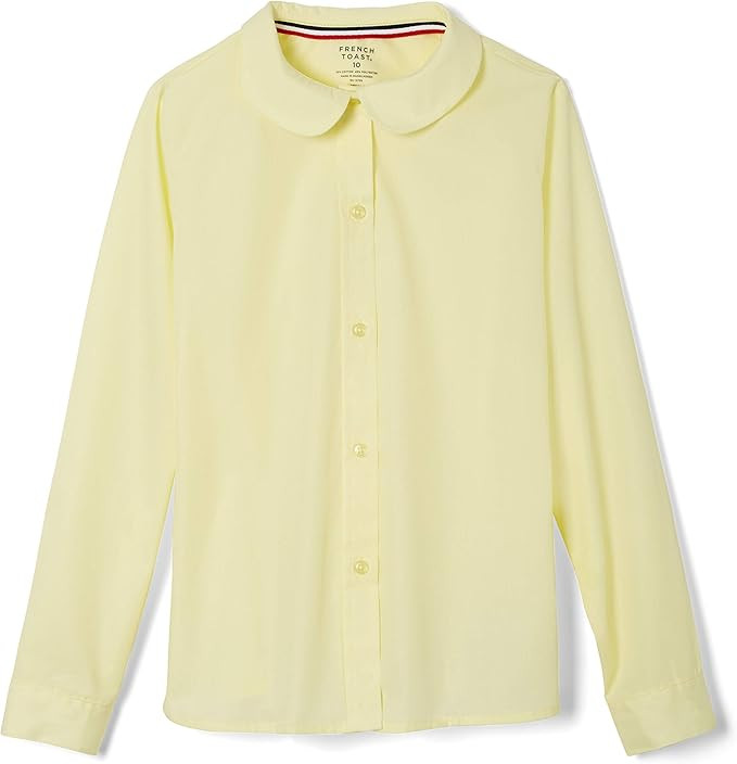 French Toast Girls' Long Sleeve Woven Shirt with Peter Pan Collar (Standard & Plus) | Amazon (US)