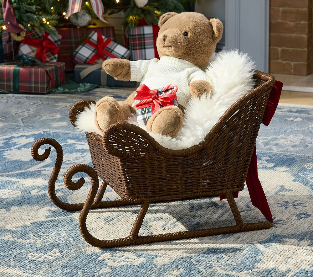 Chris Loves Julia Rattan Sleigh Decor | Pottery Barn Kids