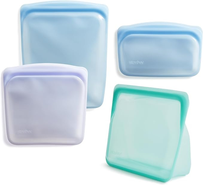 Stasher Premium Silicone Reusable Food Storage Bags, 4-Pack, Multi, Multi-Use Food Storage Bags, ... | Amazon (US)