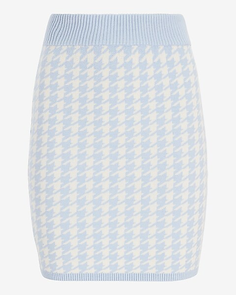 Blue Houndstooth Mini Sweater Skirt | Express