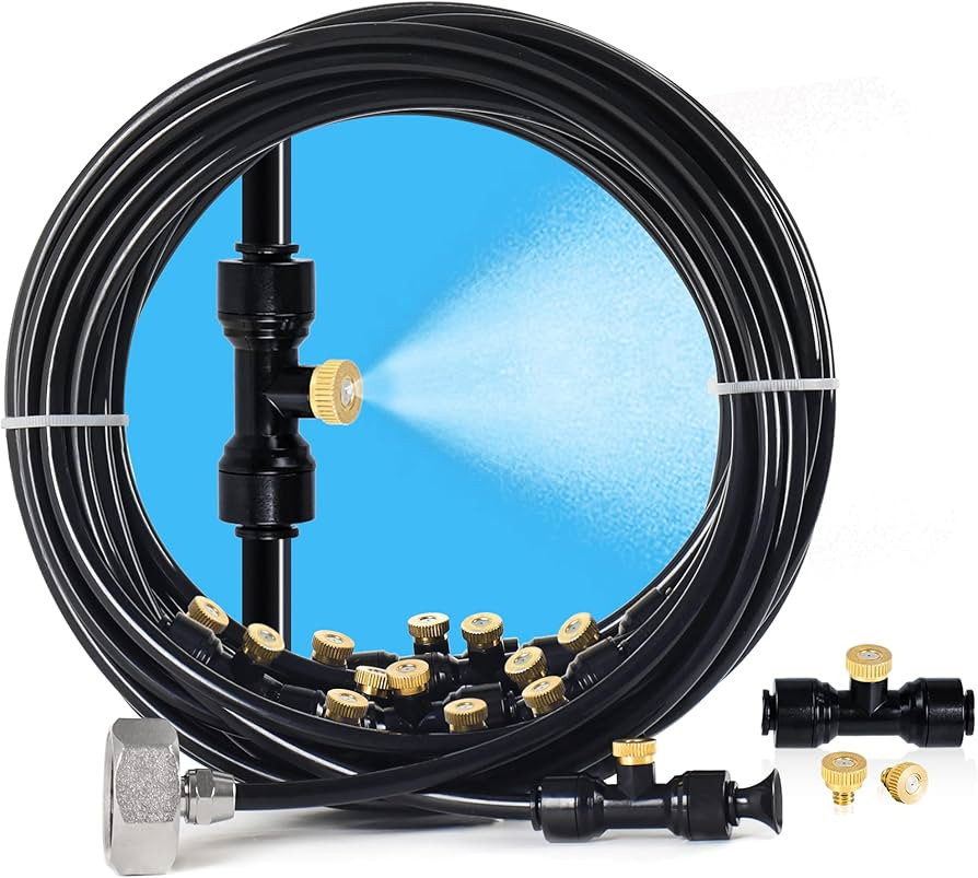 Bonviee 59FT Misters for Outside Patio, 20 Brass Nozzles, 3/4 Inch Adapter | Amazon (US)