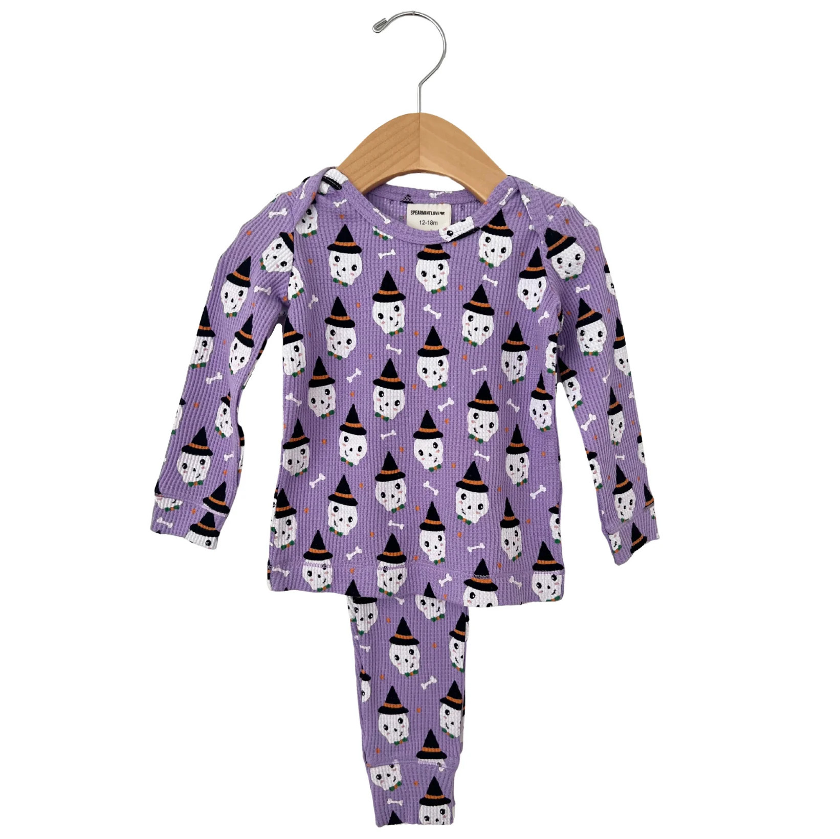 Organic Waffle 2-Piece Set, Spooky Skeleton | SpearmintLOVE