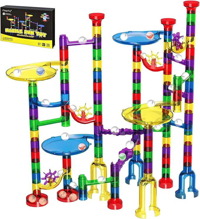 Magicfly Marble Run Set, 127 Pcs Marble Race Track for Kids with Glass Marbles Upgrade Marble Wor... | Amazon (US)
