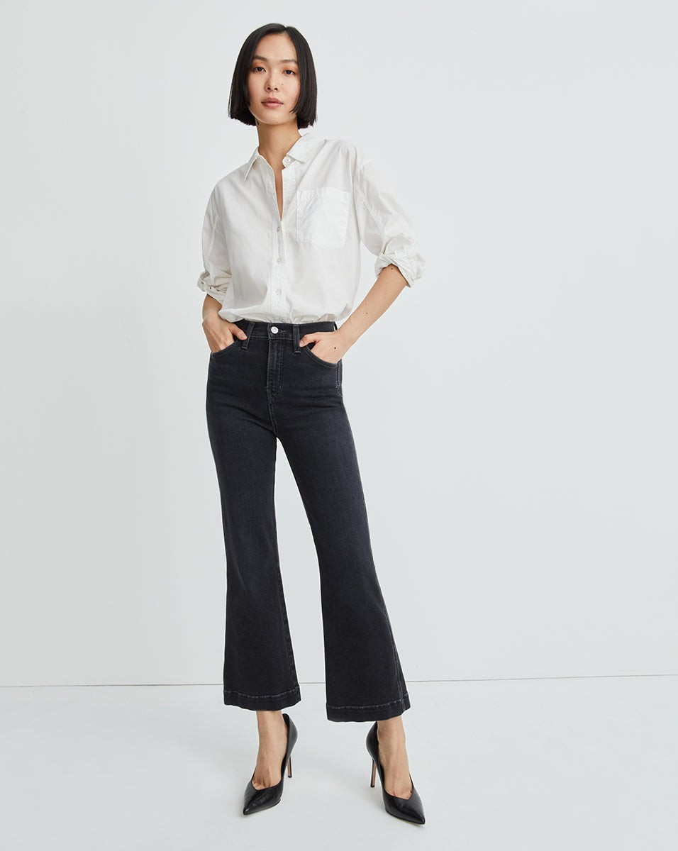 Veronica Beard Carson Ankle-Flare Jean Washed Onyx | Veronica Beard