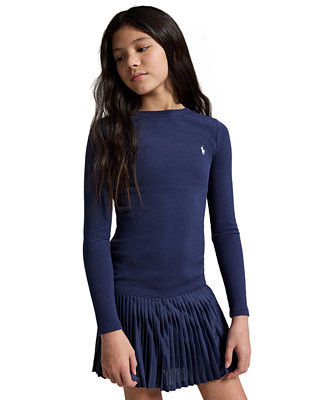 Girls' 7-16 Pleated-Skirt Ribbed Dress | Macy's