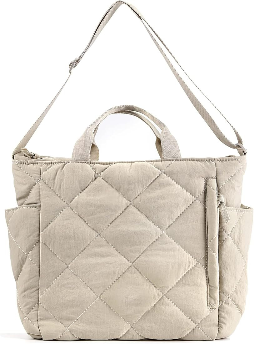Quilted Tote Bag for Women Puffer Hobo Handbag Lightweight Quilted Padding Shoulder Bag Nylon Pad... | Amazon (US)