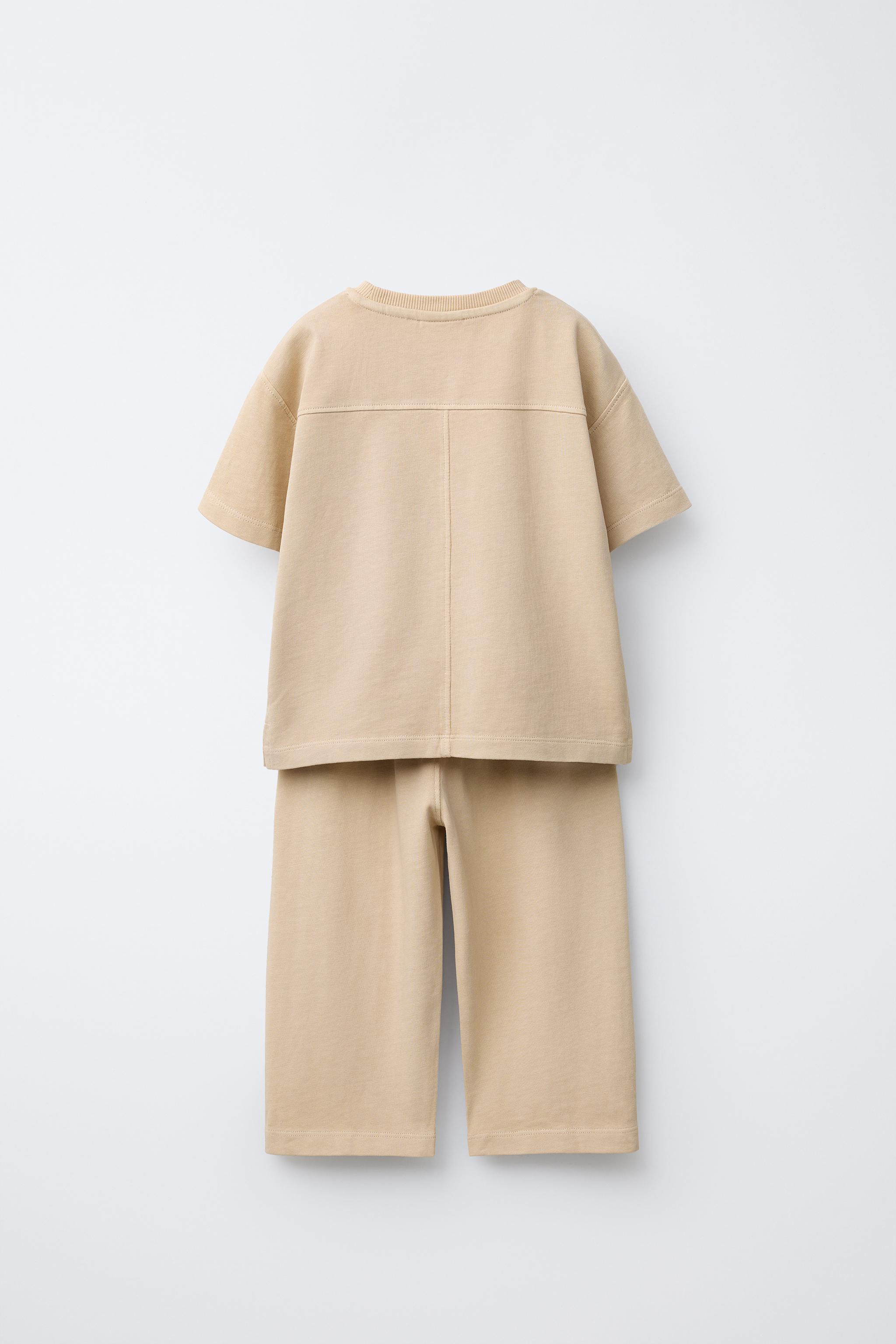 PLAIN T-SHIRT AND WIDE-LEG TROUSERS SET | Zara UK