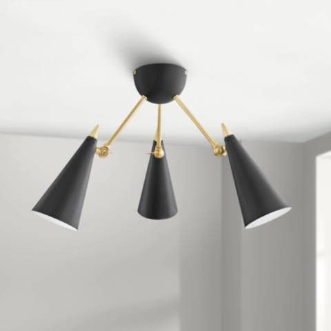 Mitzi Moxie 18" Wide 3-Light Gold and Brass Modern LED Ceiling Light | Lamps Plus