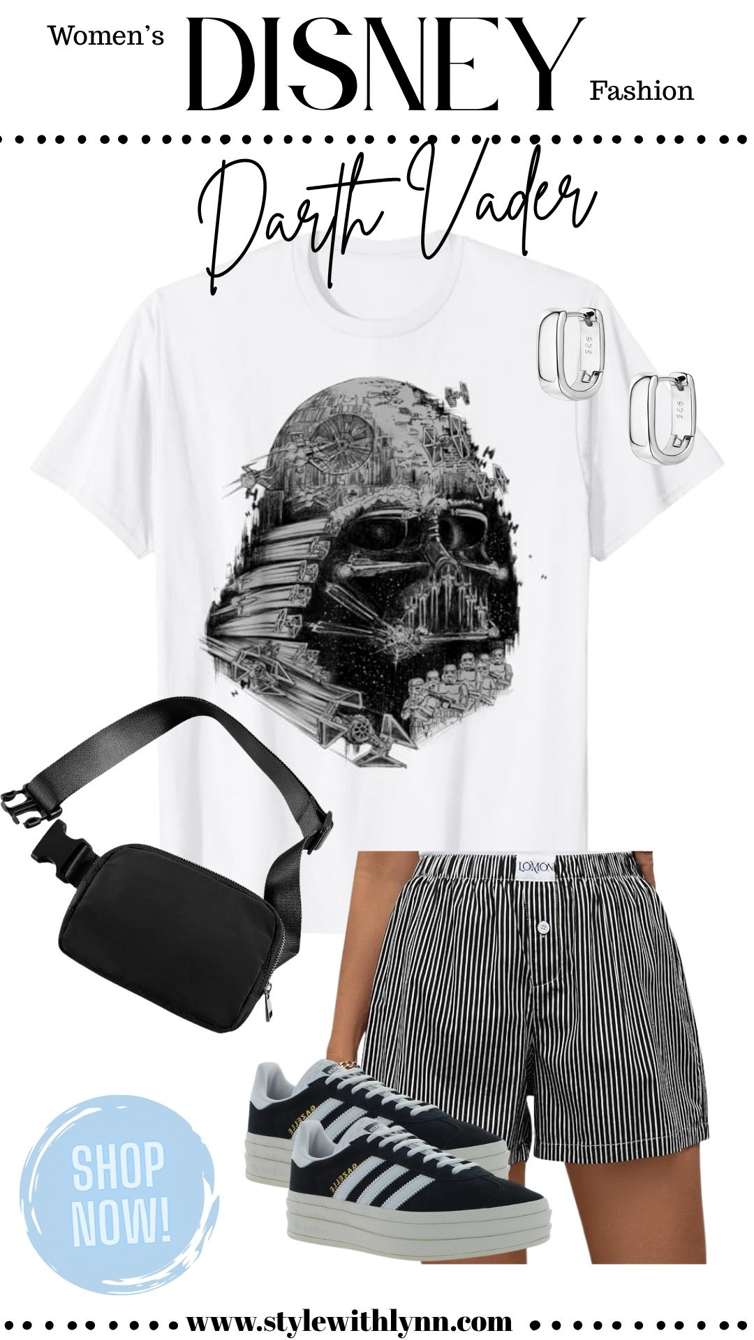 Channeling the Dark Side in style 🖤💫 Rocking one of the coolest Darth Vader tees, classic Adidas sneakers, a sleek crossbody bag, and silver hoops for just the right amount of edge. The perfect Star Wars-inspired street style look — comfy, cool, and a little bit fierce. 

Shop the full fit on my LTK! 

#StarWarsStyle #DarthVaderVibes #LTKDisney #DisneyStyle #DarkSideLook


#LTKTravel #LTKStyleTip