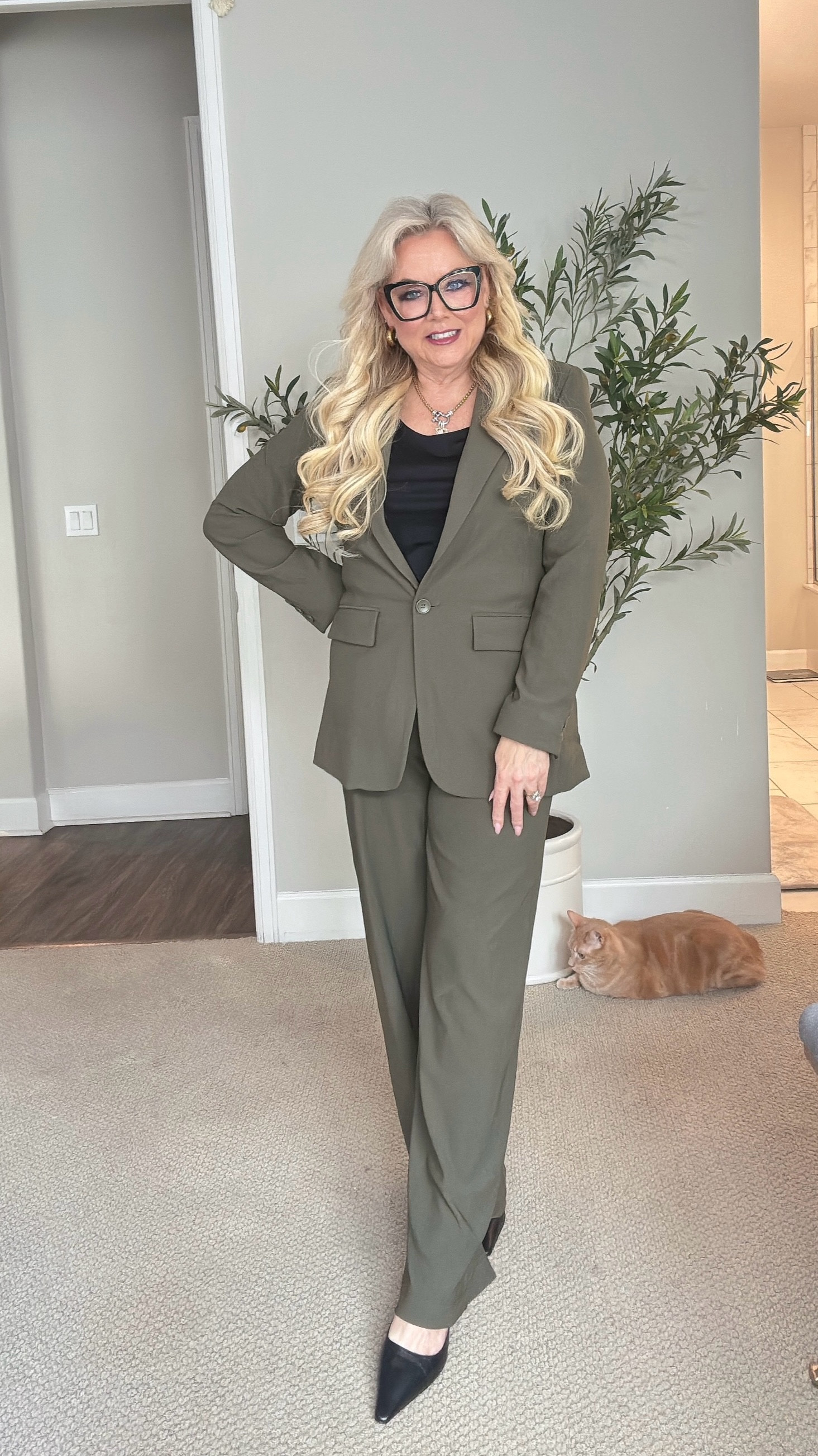 This two piece set for the office is beyond amazing. Blazer (14) and high rise, palazzo pants (M) Comfy and wrinkle resistant. I feel put together and ready for the boardroom. 

#LTKWorkwear #LTKTravel #LTKOver40