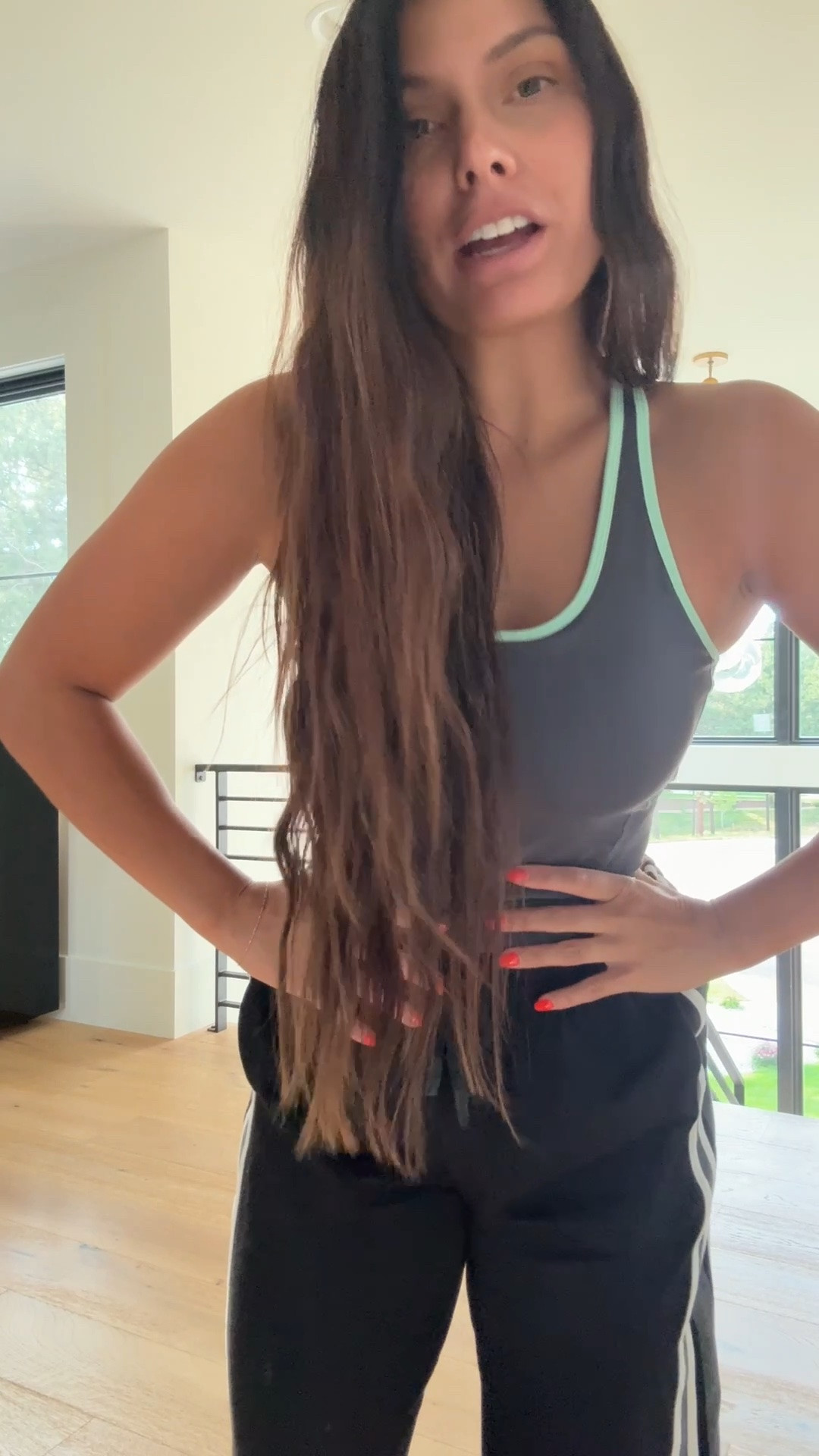 This is my favorite tank top when I want to feel cute, but also have enough coverage. Some of my tanks are more revealing so I love this to hang around the house with my kids and run errands. I’m wearing a small and both the top and bottom. Go for the laundry and seen with the bottoms and it definitely air dry I air dry all of my favorite clothes and workout clothes.

#LTKmomlife #LTKgrwm #LTKSaleAlert
