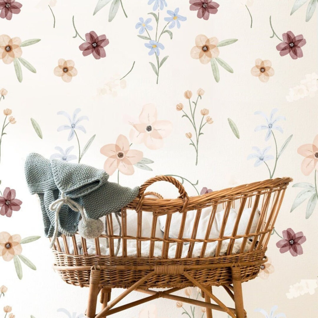 Vintage Flowers Decal  - Wild Flowers Wall Decal, Watercolor Flowers Wall Decals, Sweet Flowers a... | Etsy (US)