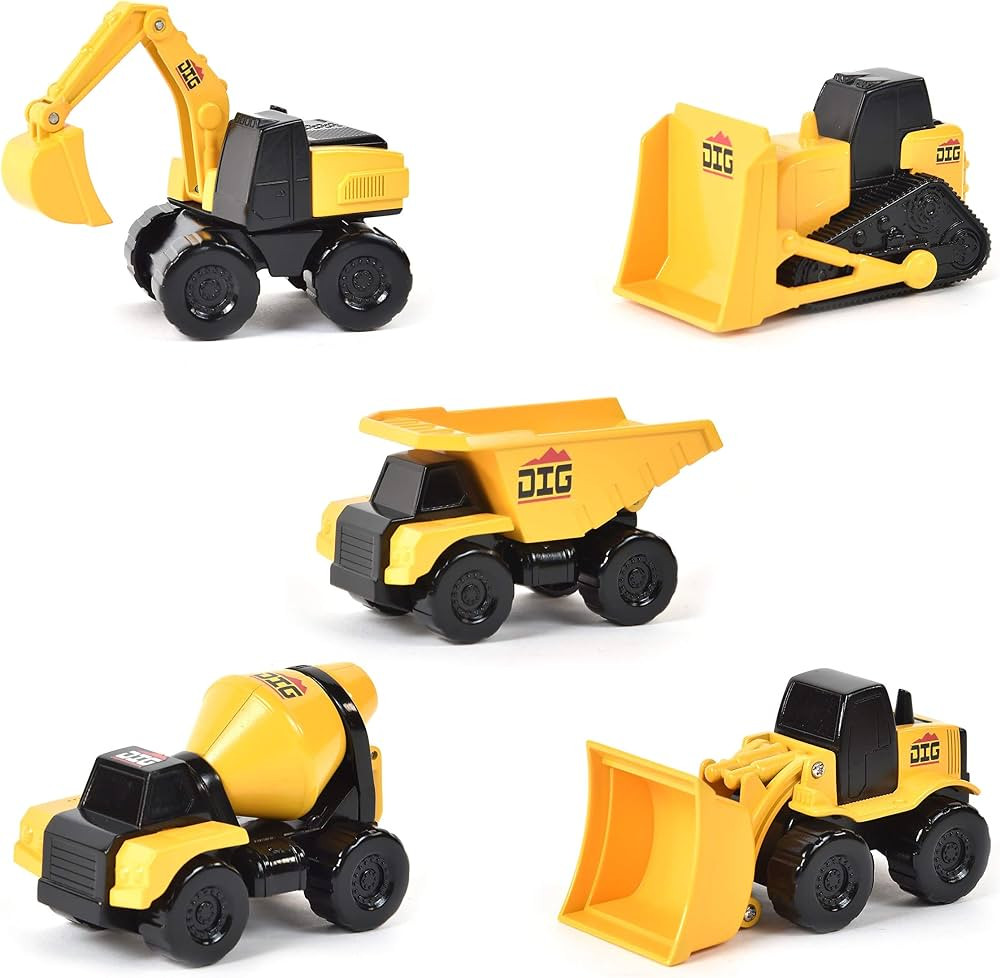 Micro Mini Construction Vehicles – Set of 5 Toy Cars and Trucks for Kids | Sensory Bin for Boys... | Amazon (US)