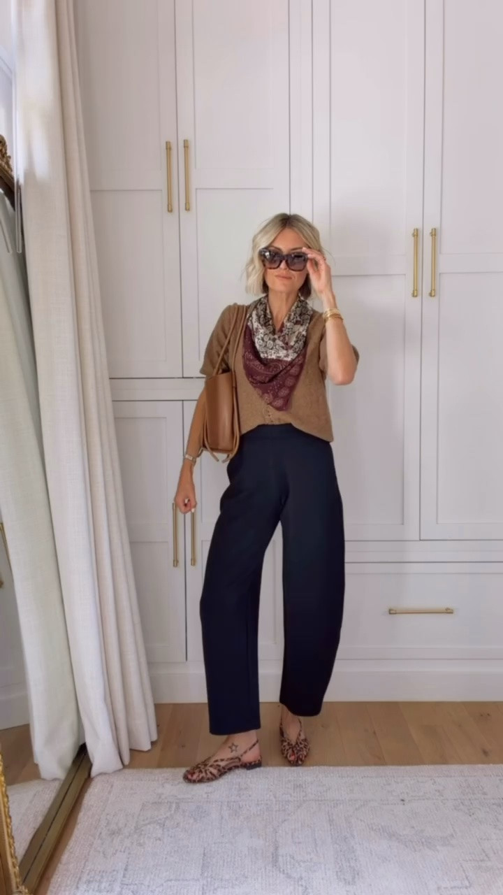 These black pants are such a staple! I paired them with another great staple for fall - this brown short sleeve cardigan! I added some pattern/color with the scarf & shoes! Wearing S in sweater & XS in pants!

Loverly Grey, Target, barrel pants, short sleeve sweater, cardigan, fall outfit

#LTKSeasonal #LTKWorkwear