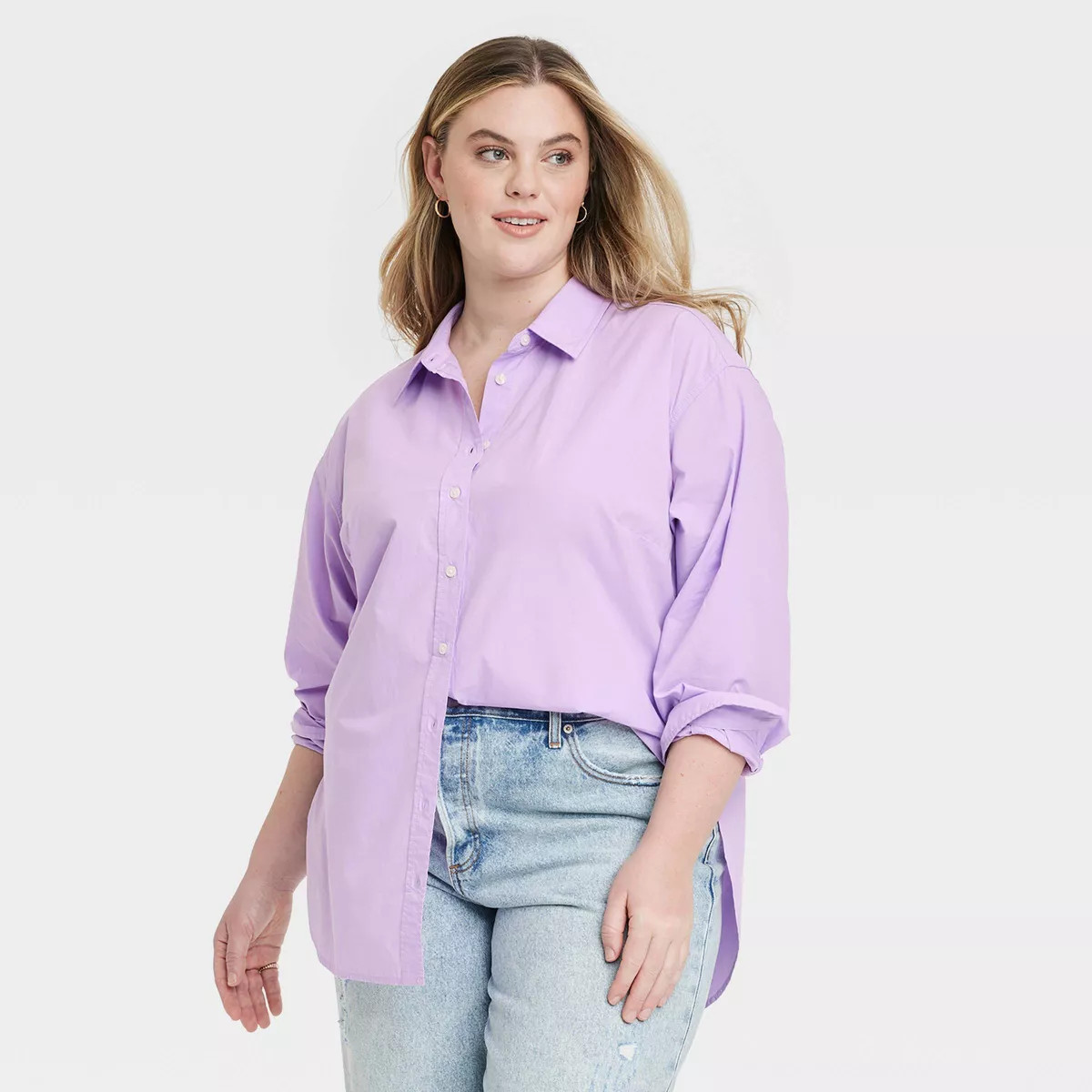 Women's Oversized Long Sleeve Collared Button-Down Shirt - Universal Thread™ | Target