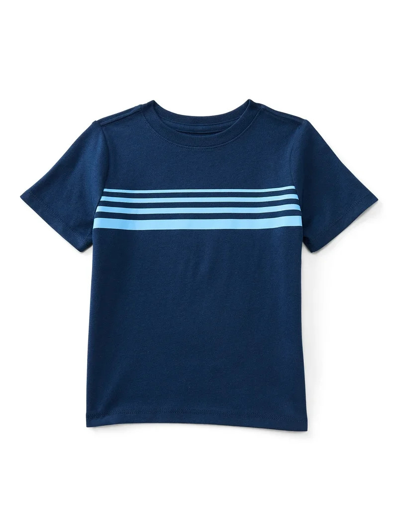 Wonder Nation Toddler Boys Short Sleeve Chest Stripe T-Shirt, Sizes 18M-5T | Walmart (US)
