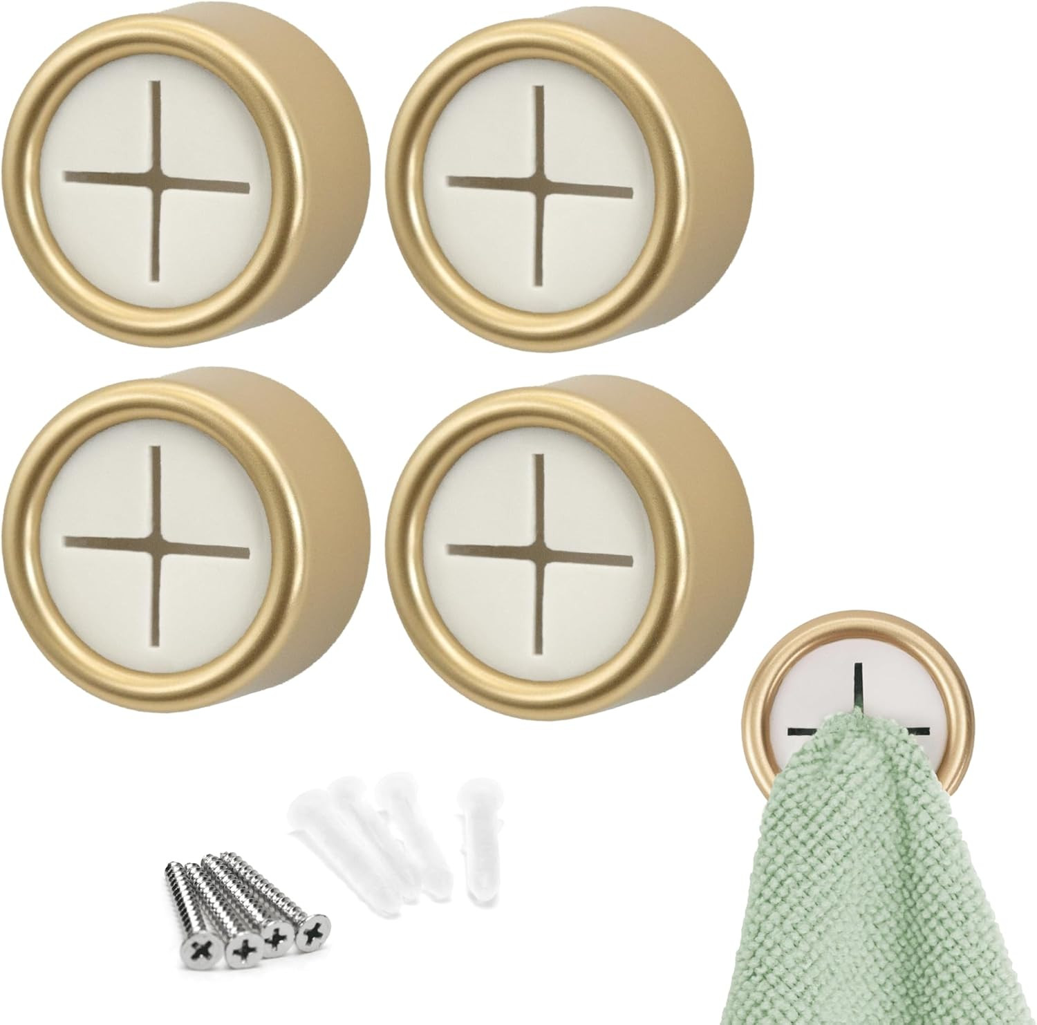 S&T INC. Adhesive Push Towel Hooks, 4 Pack, Brushed Gold | Amazon (US)