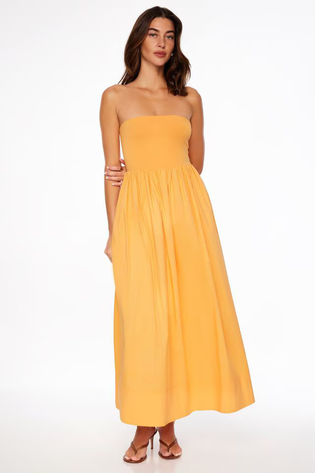 Mix Media Tube Maxi Dress | Dynamite Clothing