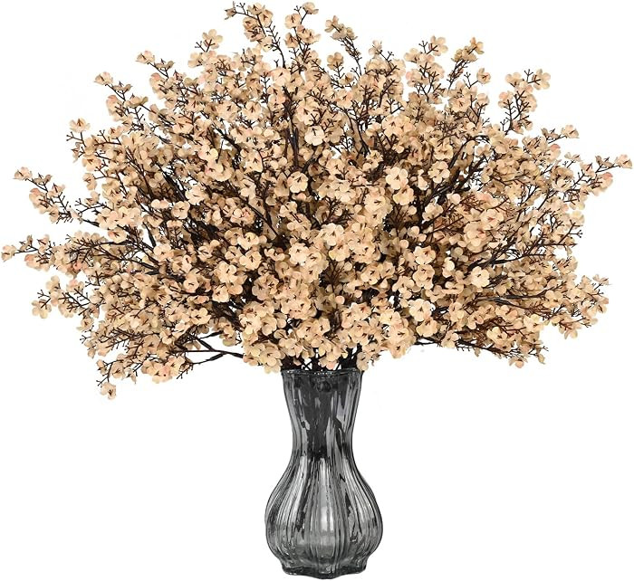 6Pcs Fake Flowers Babys Breath Silk Artificial Beige Flowers Gypsophila Bouquets Bulk Real Touch ... | Amazon (US)