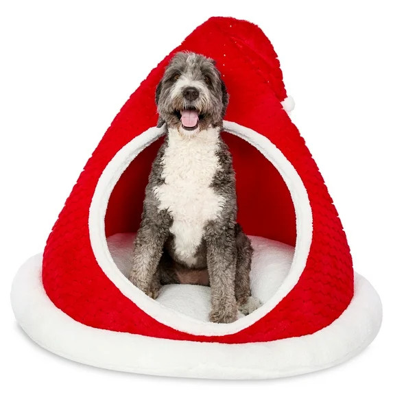 Vibrant Life Santa's Hat Extra Large Holiday Pet Bed, Red and White, 46" x 38" x 46" | Walmart (US)