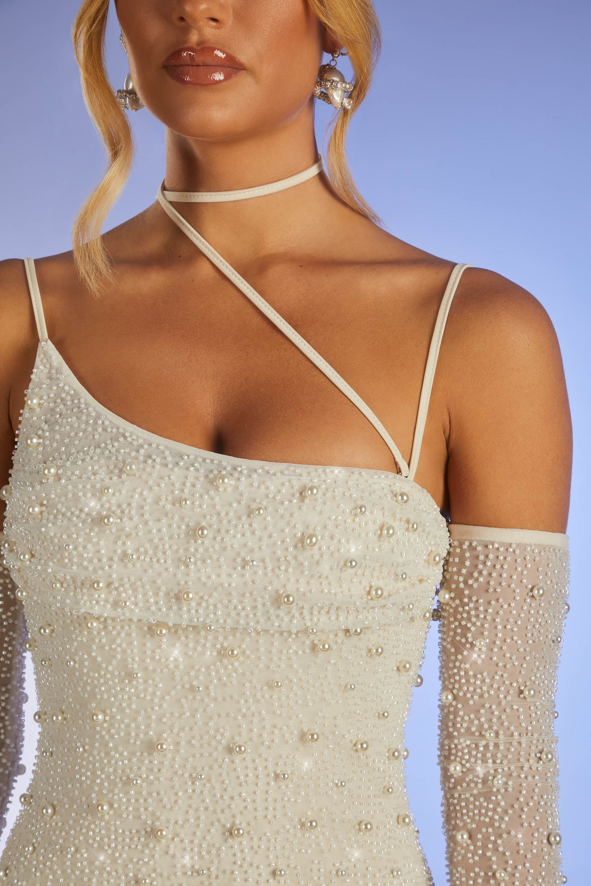 Embellished Asymmetric Corset Mini Dress in Ivory | Oh Polly
