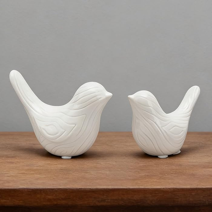 FANTESTICRYAN Set of 2 Small Ceramic Birds Statue, Home Decor Modern Style Animal Sculptures, Dec... | Amazon (US)