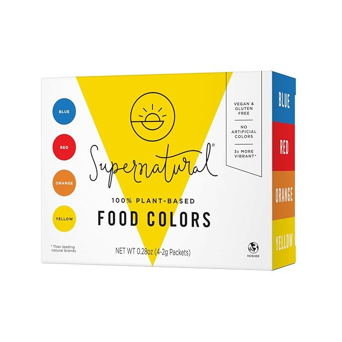 Supernatural Plant-Based Food Coloring - Blue, Red, Orange & Yellow Natural Food Dye Powders, Hyp... | Amazon (US)
