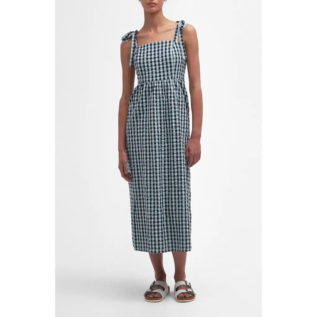 Barbour Abigail Gingham Cotton Midi Sundress in Blue Haze Gingham at Nordstrom, Size 4 Us | Nordstrom
