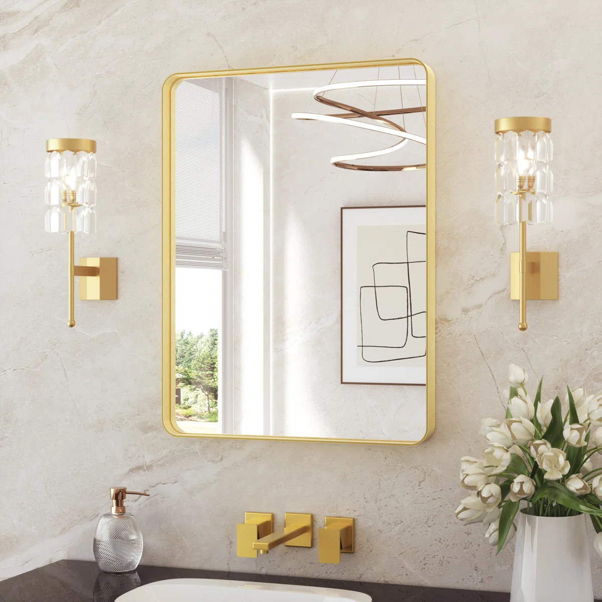 Leaderville Aluminum Framed Shatterproof Rust-Resistant Bathroom Mirror | Wayfair North America