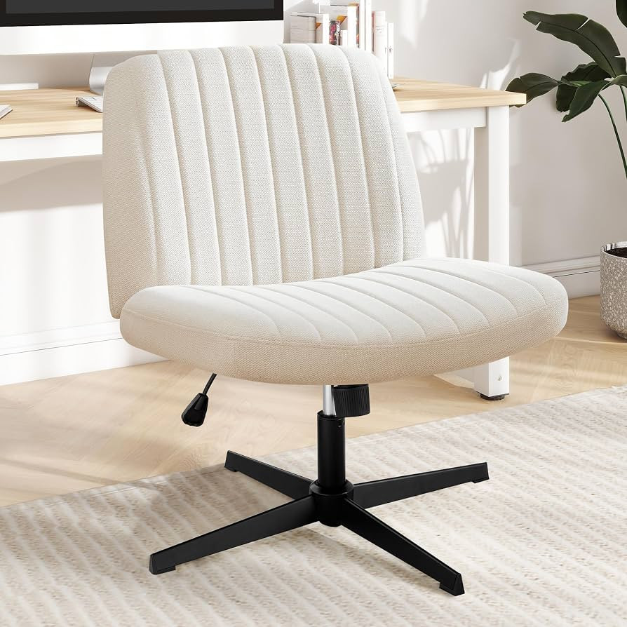 DUMOS Criss Cross Chair Legged Office Wide Comfy Desk Seat, No Wheels Armless Computer Task Seati... | Amazon (US)