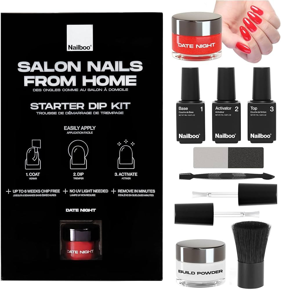 Nailboo Dip Nail Starter Kit, Nail Powder Dip Kit for DIY At Home Manicure, No UV Lamp Needed, In... | Amazon (US)