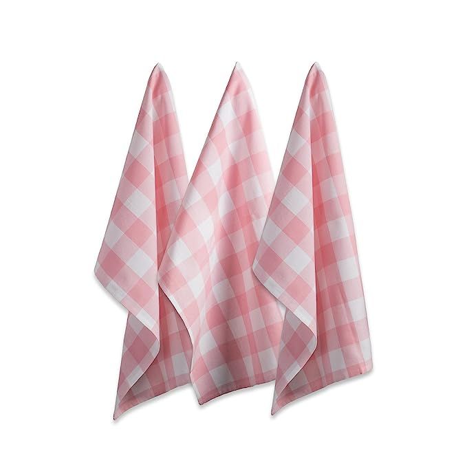 DII Oversized Kitchen Pink Buffalo Check Dishtowel (Set of 3), Pink and White Buffalo Check | Amazon (US)