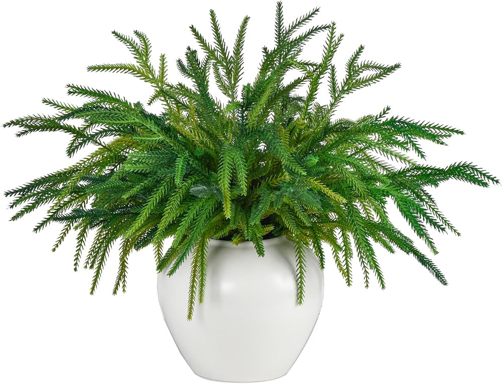8Pcs Christmas Norfolk Pine Branches, 18 Inch Artificial Christmas Branches DIY Crafts Faux Chris... | Amazon (US)