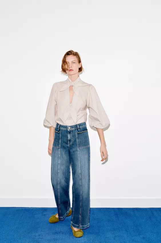 STRIPED BLOUSE WITH BOWS | Zara UK